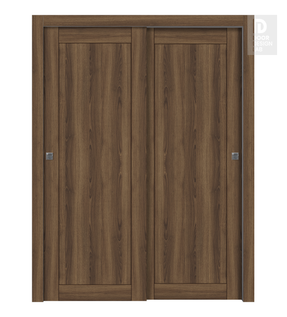Shaker 1 Panel Pecan Nutwood Modern Interior Bypass Doors by Belldinni