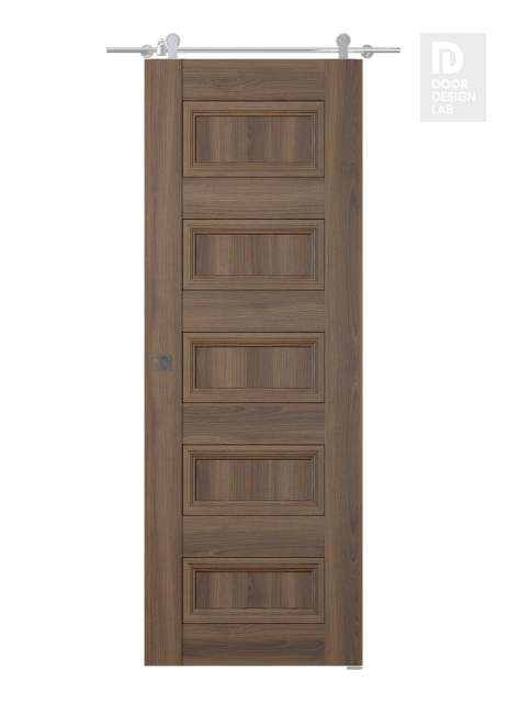 Oxford Duo 07 4R Pecan Nutwood Modern Interior Barn Door by Belldinni