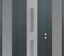 Modern Steel Front Door DIAMOND A6 68" X 96" ANTHRACITE/ANTHRACITE FROSTED GLASS PANEL STAINLESS STEEL LHI WITH 2 SIDELITES AND TRANSOM FROSTED GLASS