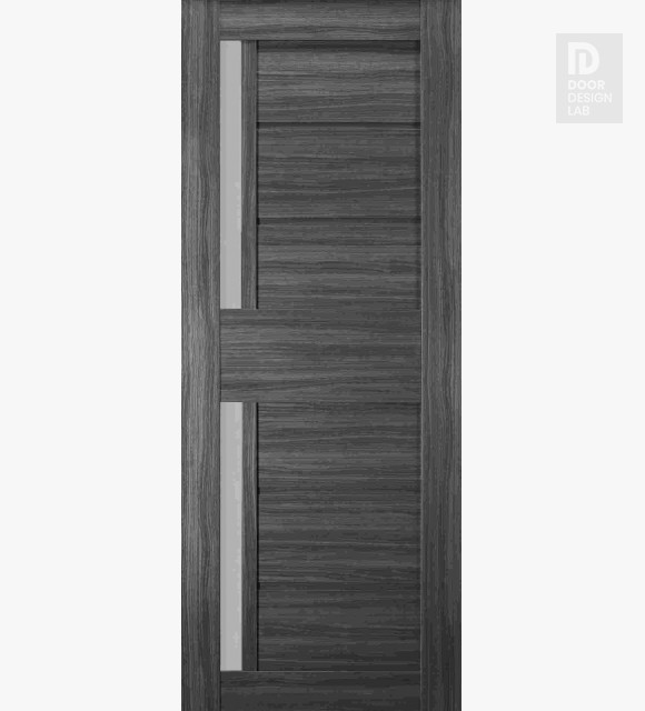 Modern Interior DOOR SLAB ESTA BL VETRO GRAY OAK 30" X 96" X 1 9/16" BLACK GLASS