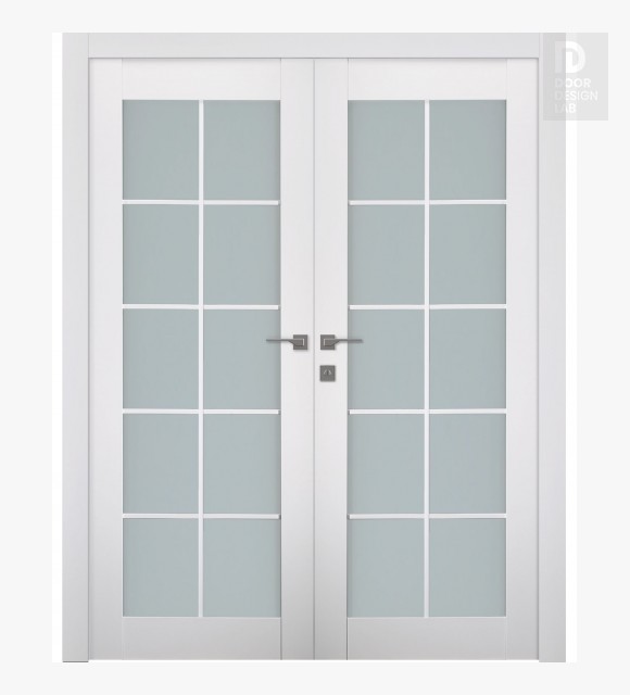 Smart Pro 10 Lite Vetro Polar White Modern Interior Double Swing Doors by Belldinni
