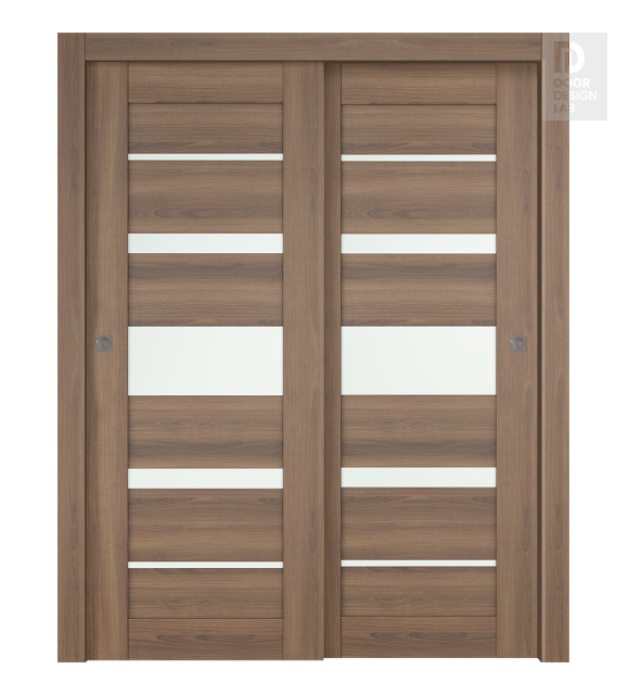 Avon 07-03 Vetro Pecan Nutwood Modern Interior Bypass Doors by Belldinni