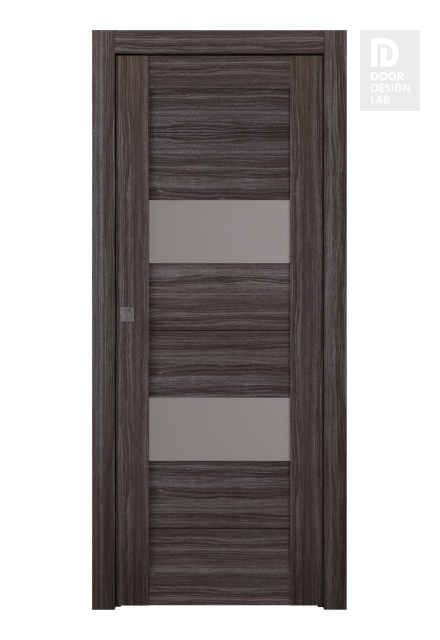 Berta Vetro Gray Oak Modern Interior Pocket Door by Belldinni