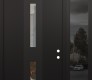 Modern Steel Front Door DIAMOND A6 50" X 96" BLACK/BLACK CLEAR GLASS PANEL BLACK LHI WITH SIDELITE AND TRANSOM MIRRORED GLASS