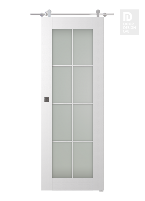 Palladio 8 Lite Vetro Bianco Noble Modern Interior Barn Door by Belldinni