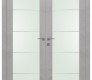 Avon 202 4H Vetro Light Urban Modern Interior Double Swing Doors by Belldinni
