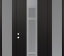 Modern Steel Front Door DIAMOND A9 64" X 96" BLACK/WHITE FROSTED GLASS PANEL STAINLESS STEEL RHI WITH 2 SIDELITES AND TRANSOM FROSTED GLASS