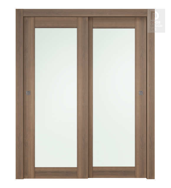 Avon 207 Vetro Pecan Nutwood Modern Interior Bypass Doors by Belldinni