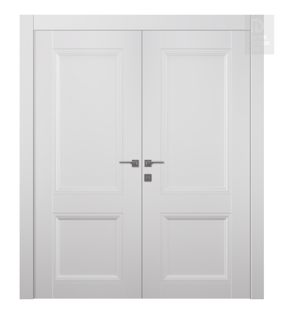 Oxford Duo 07 R Snow White Modern Interior Double Swing Doors by Belldinni