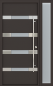 MODERN FRONT STEEL DOOR AURA BROWN/WHITE 49 1/4" X 81 11/16" LHI + SIDELITE RIGHT