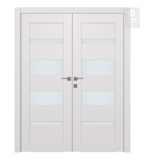 Avon 07-01 Vetro Snow White Modern Interior Double Swing Doors by Belldinni