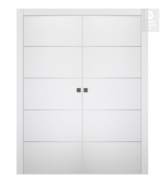 Optima 4H Snow White Modern Interior Double Pocket Doors by Belldinni