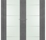 Avon 202 4H Vetro Dark Urban Modern Interior Double Swing Doors by Belldinni