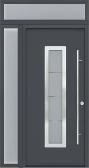 MODERN FRONT STEEL DOOR ARGOS ANTRACIT/WHITE 49 1/4" X 95 11/16" LHI + SIDELITE LEFT/TRANSOM