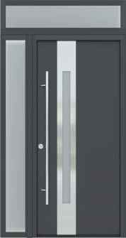 MODERN FRONT STEEL DOOR ZEPHYR ANTRACIT/WHITE 49 1/4" X 95 11/16" RHI + SIDELITE RIGHT/TRANSOM