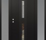 Modern Steel Front Door DIAMOND A6 60" X 80" BLACK/BLACK CLEAR GLASS PANEL BLACK RHI WITH 2 SIDELITES FROSTED GLASS
