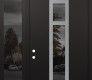 Modern Steel Front Door DIAMOND A9 48" X 96" BLACK/BLACK MIRRORED GLASS PANEL STAINLESS STEEL RHI WITH SIDELITE AND TRANSOM MIRRORED GLASS