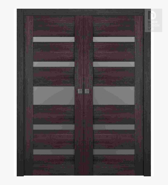 Avon 07-05 Vetro Veralinga Oak Modern Interior Double Pocket Doors by Belldinni