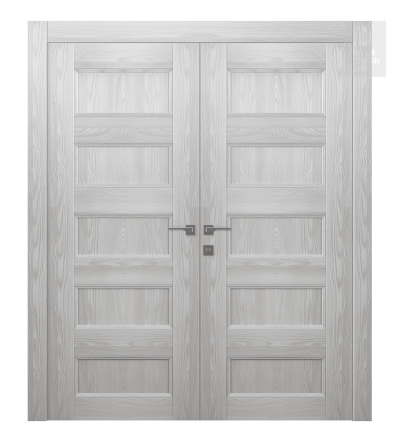 Oxford Uno 07 4R Ribeira Ash Modern Interior Double Swing Doors by Belldinni