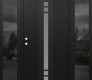 Modern Steel Front Door DIAMOND A4 64" X 80" BLACK/WHITE FROSTED GLASS PANEL BLACK RHI WITH 2 SIDELITES MIRRORED GLASS