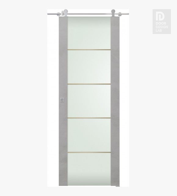 Avon 202 4H Gold Strips Vetro Light Urban Modern Interior Barn Door by Belldinni