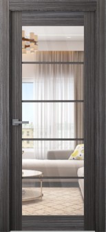 Palladio 5 Lite Clear Vetro Gray Oak Single Doors