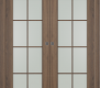 Avon 8 Lite Vetro Pecan Nutwood Modern Interior Double Pocket Doors by Belldinni