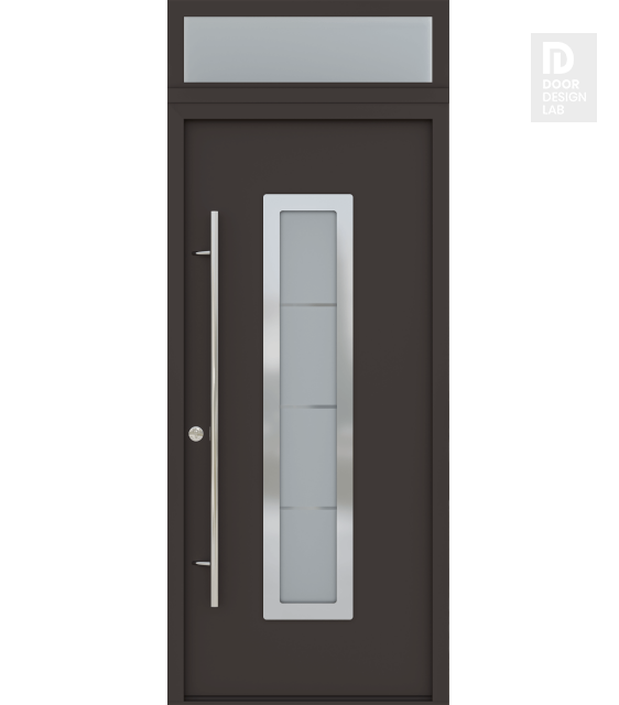 MODERN FRONT STEEL DOOR ARGOS BROWN/WHITE 37 7/16" X 95 11/16" RHI + TRANSOM