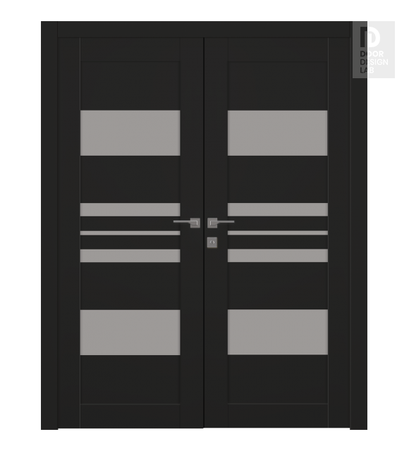 Romi Vetro Black Matte Modern Interior Double Swing Doors by Belldinni