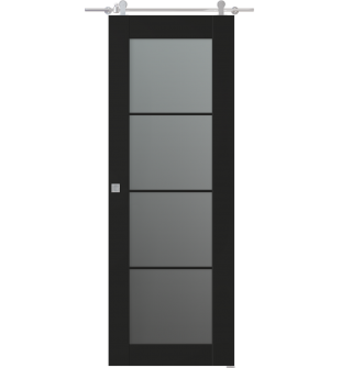 Avon 4 Lite Vetro Black Matte Barn doors
