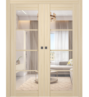 Avon 4 Lite Clear Vetro Loire Ash Double pocket doors