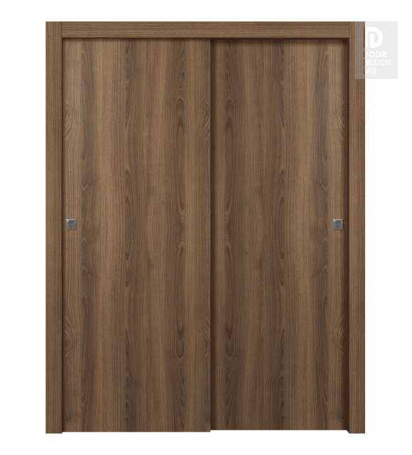 Optima Pecan Nutwood Modern Interior Bypass Doors by Belldinni