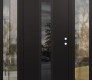 Modern Steel Front Door DIAMOND A1 68" X 80" BLACK/BLACK MIRRORED GLASS PANEL BLACK LHI WITH 2 SIDELITES CLEAR GLASS