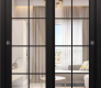 Avon 8 Lite Clear Vetro Black Matte Modern Interior Bypass Doors by Belldinni