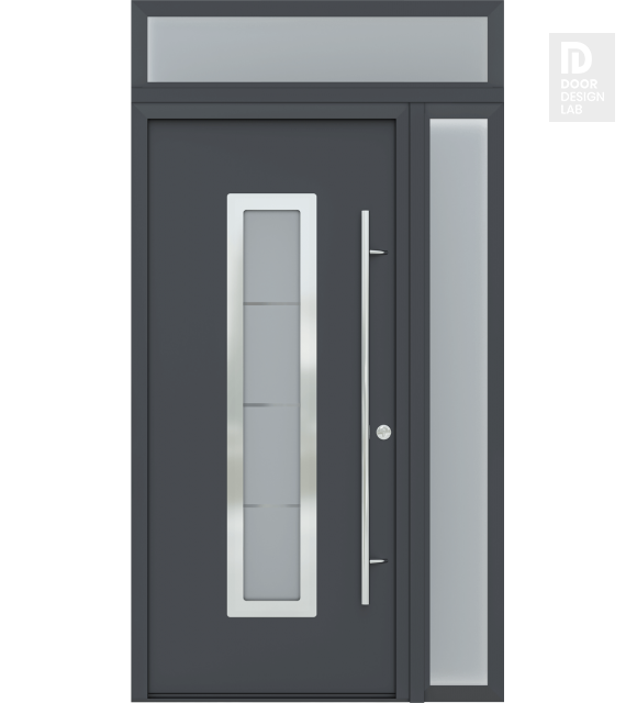 MODERN FRONT STEEL DOOR ARGOS ANTRACIT/WHITE 49 1/4" X 95 11/16" LHI + SIDELITE RIGHT/TRANSOM