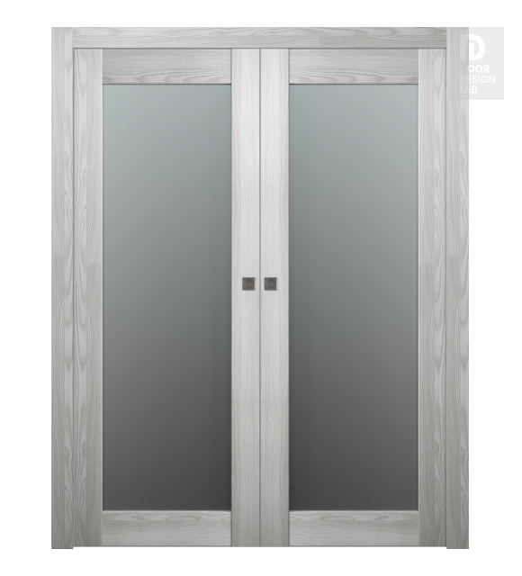Avon 207 Vetro Ribeira Ash Modern Interior Double Pocket Doors by Belldinni