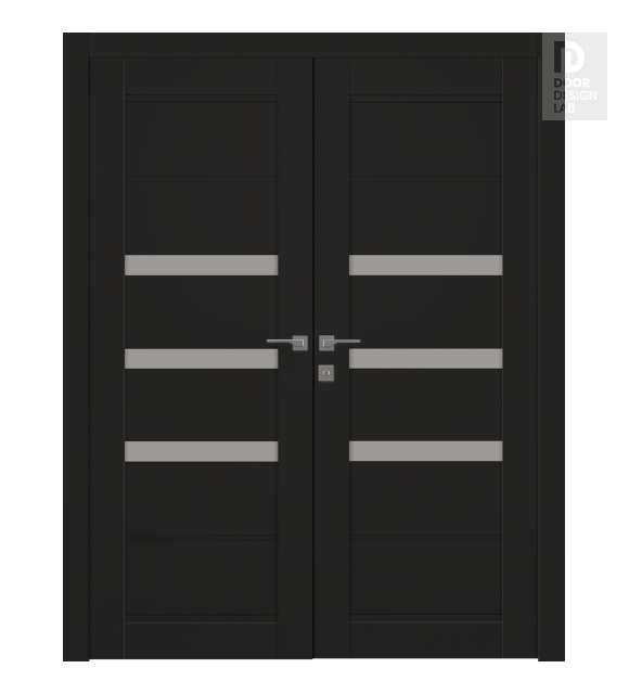 Rita Vetro Black Matte Modern Interior Double Swing Doors by Belldinni