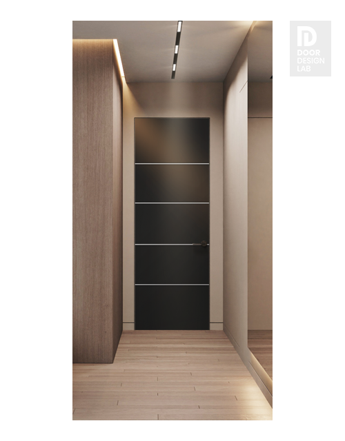 Optima 4H Black Matte Modern Interior Frameless Door by Belldinni