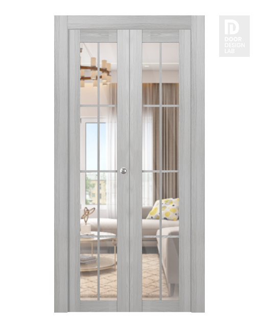Avon 8 Lite Clear Vetro Ribeira Ash Modern Interior Bifold Doors by Belldinni