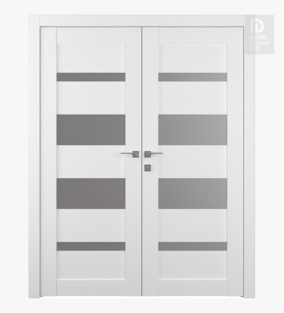 Mirella Vetro Bianco Noble Modern Interior Double Swing Doors by Belldinni