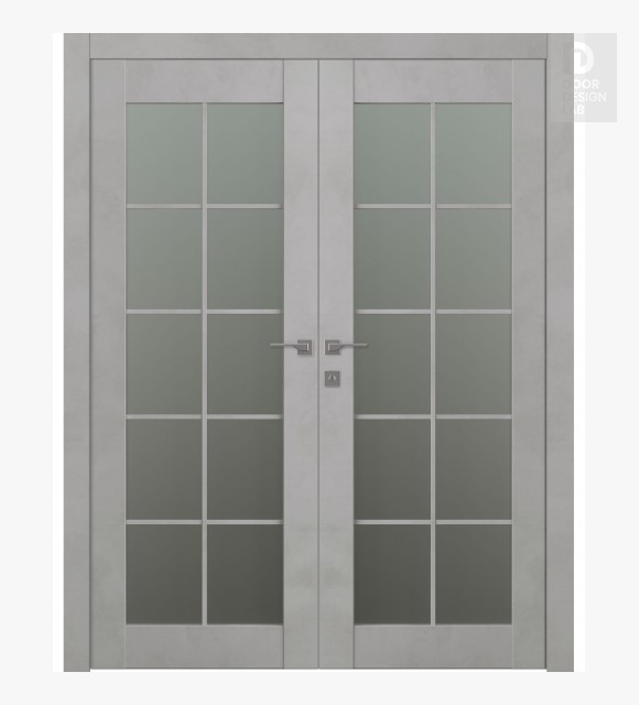 Avon 10 Lite Vetro Light Urban Modern Interior Double Swing Doors by Belldinni