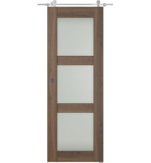 Avon 3 Lite Vetro Pecan Nutwood Barn doors
