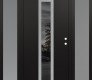 Modern Steel Front Door DIAMOND A1 68" X 80" BLACK/BLACK MIRRORED GLASS PANEL STAINLESS STEEL LHI WITH 2 SIDELITES FROSTED GLASS