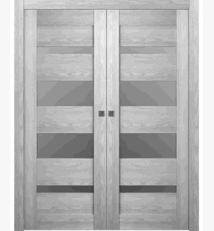 Avon 07-01 Vetro Ribeira Ash Double pocket doors