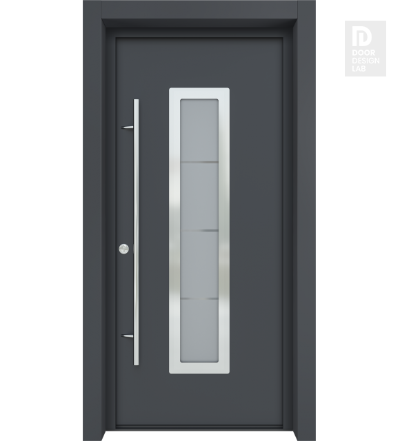 MODERN FRONT STEEL DOOR ARGOS ANTRACIT/WHITE 37 7/16" X 81 11/16" RHI + HARDWARE