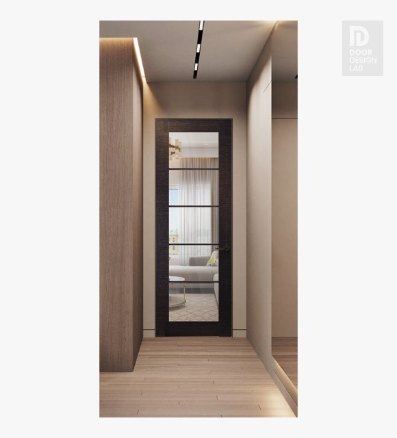Avanti 5 Lite Clear Vetro Black Apricot Modern Interior Frameless Door by Belldinni
