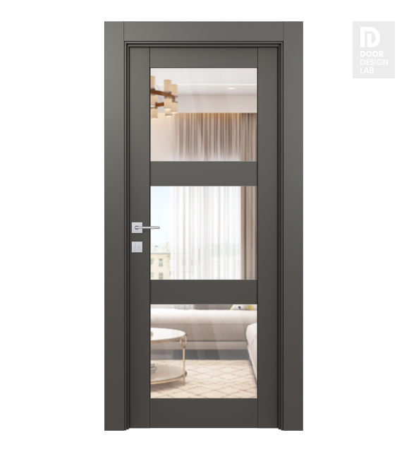 Avon 3 Lite Clear Vetro Gray Matte Modern Interior Door by Belldinni