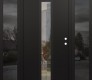 Modern Steel Front Door DIAMOND A1 60" X 80" BLACK/BLACK CLEAR GLASS PANEL BLACK LHI WITH 2 SIDELITES MIRRORED GLASS