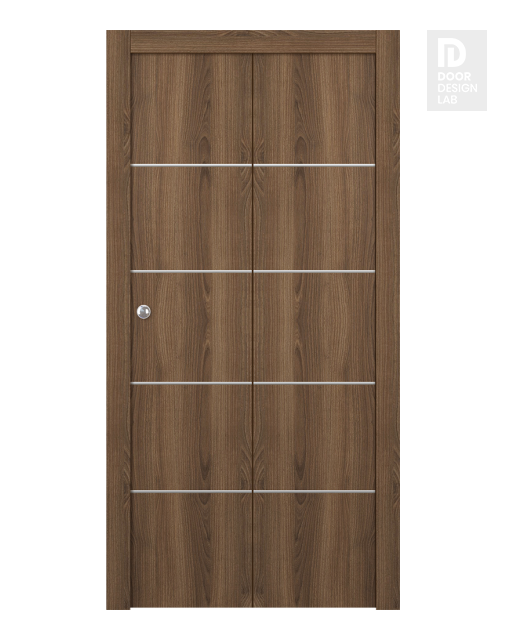 Optima 4H Pecan Nutwood Modern Interior Bifold Doors by Belldinni