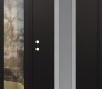 Modern Steel Front Door DIAMOND A1 48" X 80" BLACK/WHITE FROSTED GLASS PANEL STAINLESS STEEL RHI WITH SIDELITE CLEAR GLASS